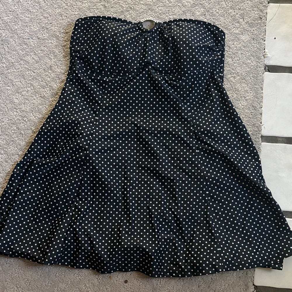 Jones New York Black and White Polka Dot Strapless swim top